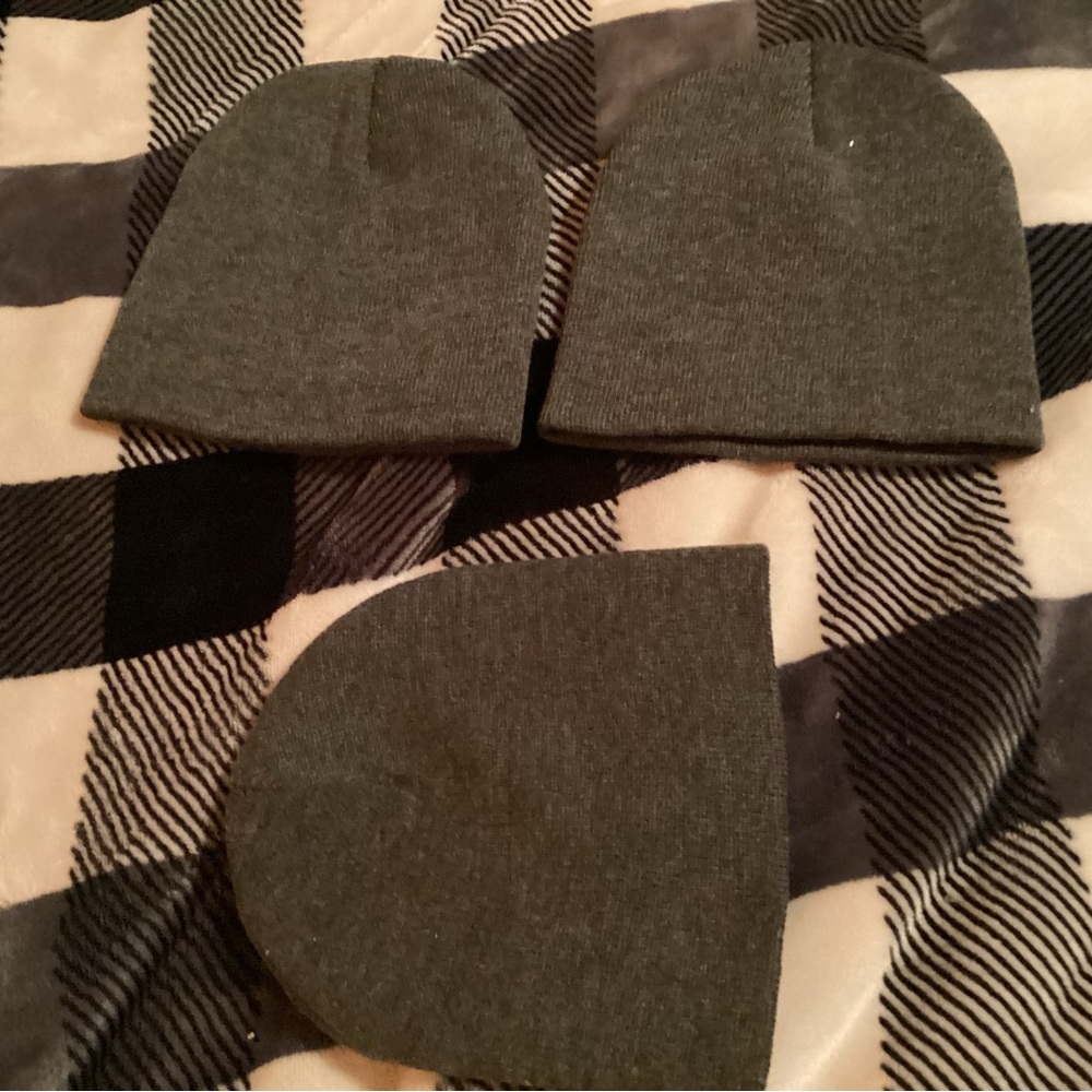 3 beanie caps new junior size. AJM international grey